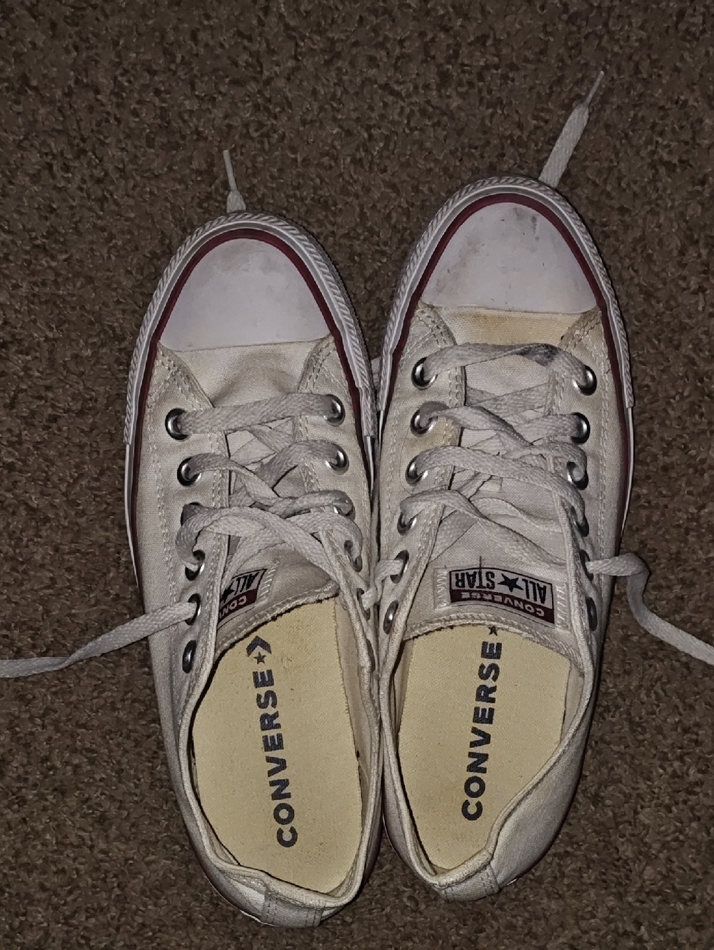 Converse Low-Top Canvas Sneakers - White with Red Trim